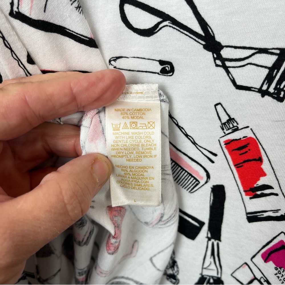 NWT Kate Spade Dream A Little Dream Nightshirt Sz Large Multicolor Lipstick - Picture 11 of 14